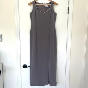 BOB MACKIE Vintage V-neck Sleeveless Side Slit Long Evening Dress‎ Gray Size 12